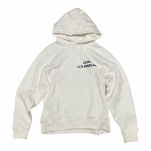 1340 LEON - HAND SCREEN PRINTED HOODIE WHITE (black friday 2022)