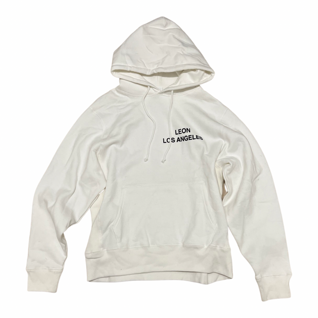 1340 LEON - HAND SCREEN PRINTED HOODIE WHITE (black friday 2022)