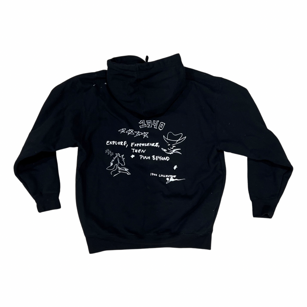 1340 DOODLE - HAND SCREEN PRINTED HOODIE (black friday 2022)