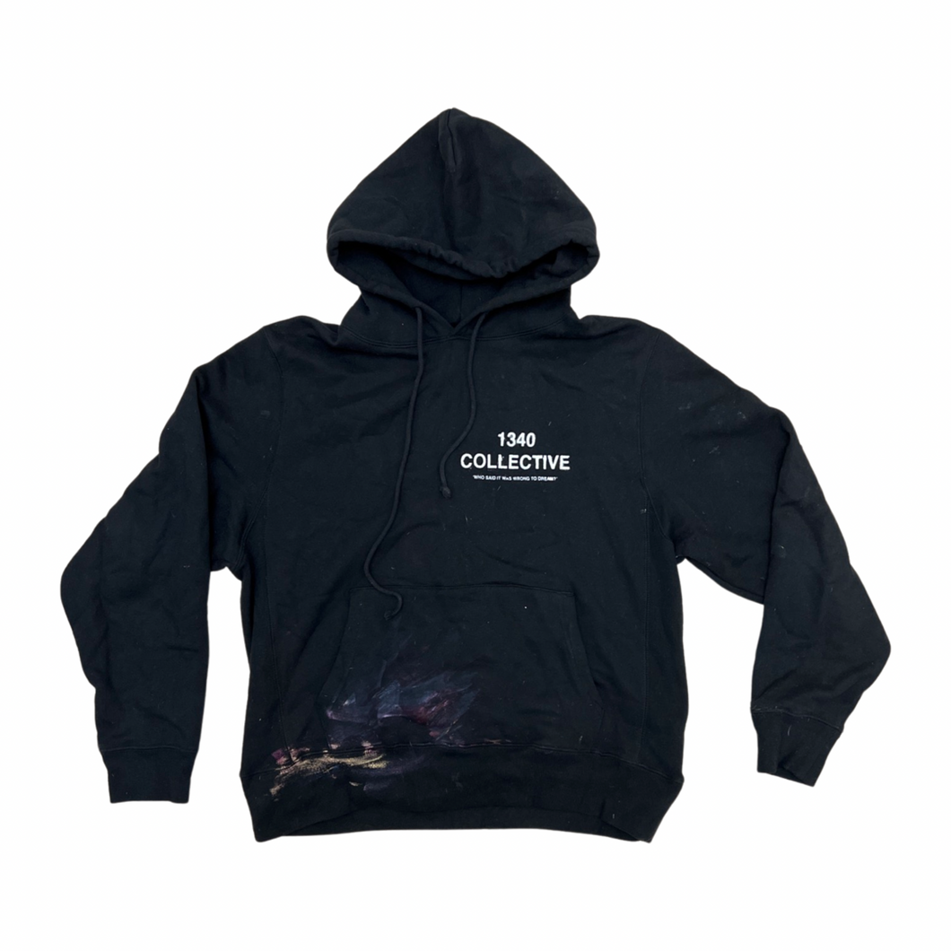 1340 BLACK - 1/1 HAND PAINTED HOODIE (black friday 20220