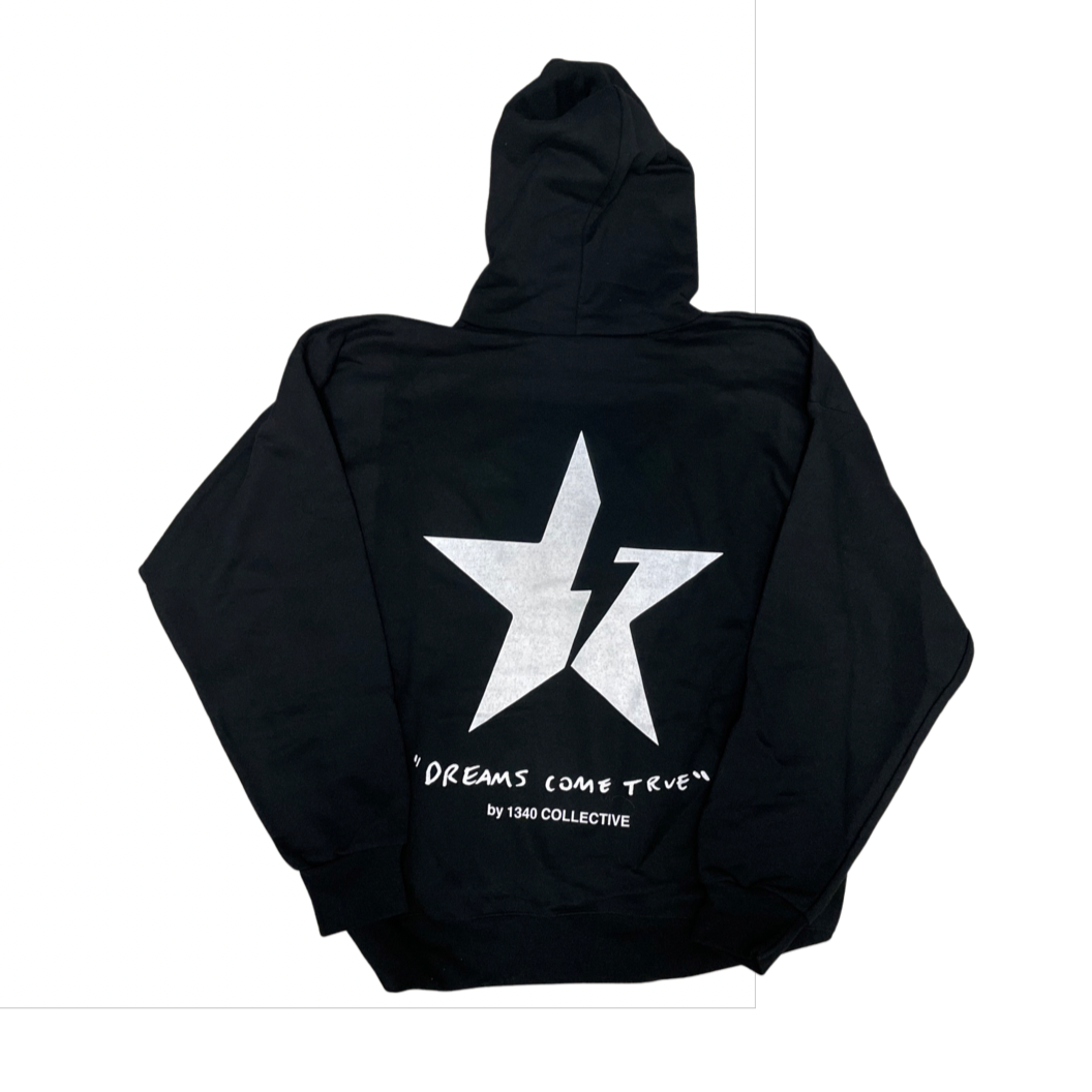 1340 Black Hoodie with Star Logo - Dreams Come True