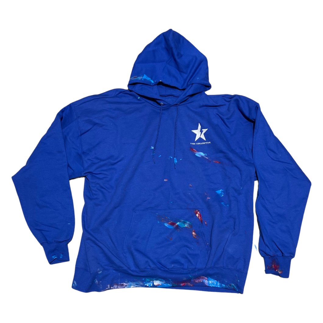 1340 BLUE - HAND PAINTED HOODIE - XL